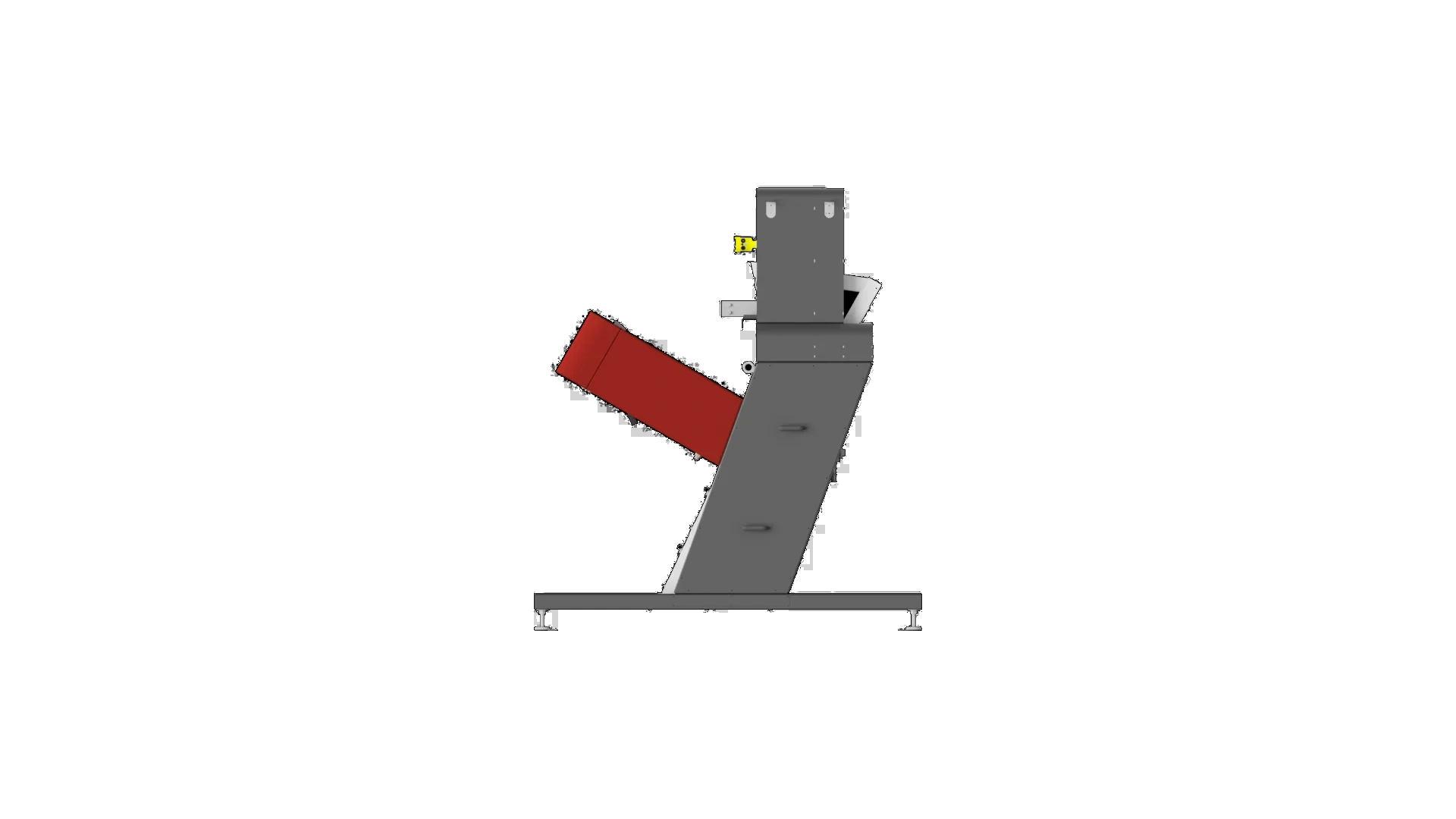 Studio rendering of the UCY F-series flake sorter, side view